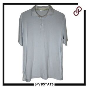 tasc Gray/White/Blue Striped SS Polo in‎ Size Large
